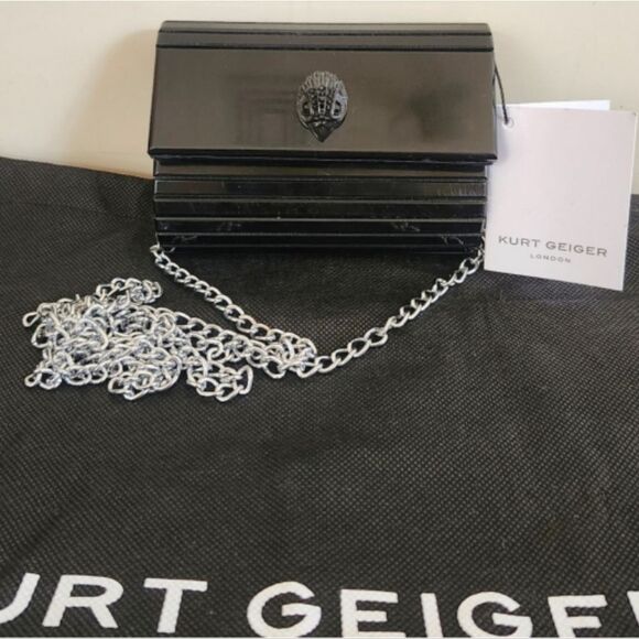 NWT Kurt Geiger "Party Eagle" Black Acrylic Clutch Shoulder Chain Mini Bag $99 - Picture 3 of 13